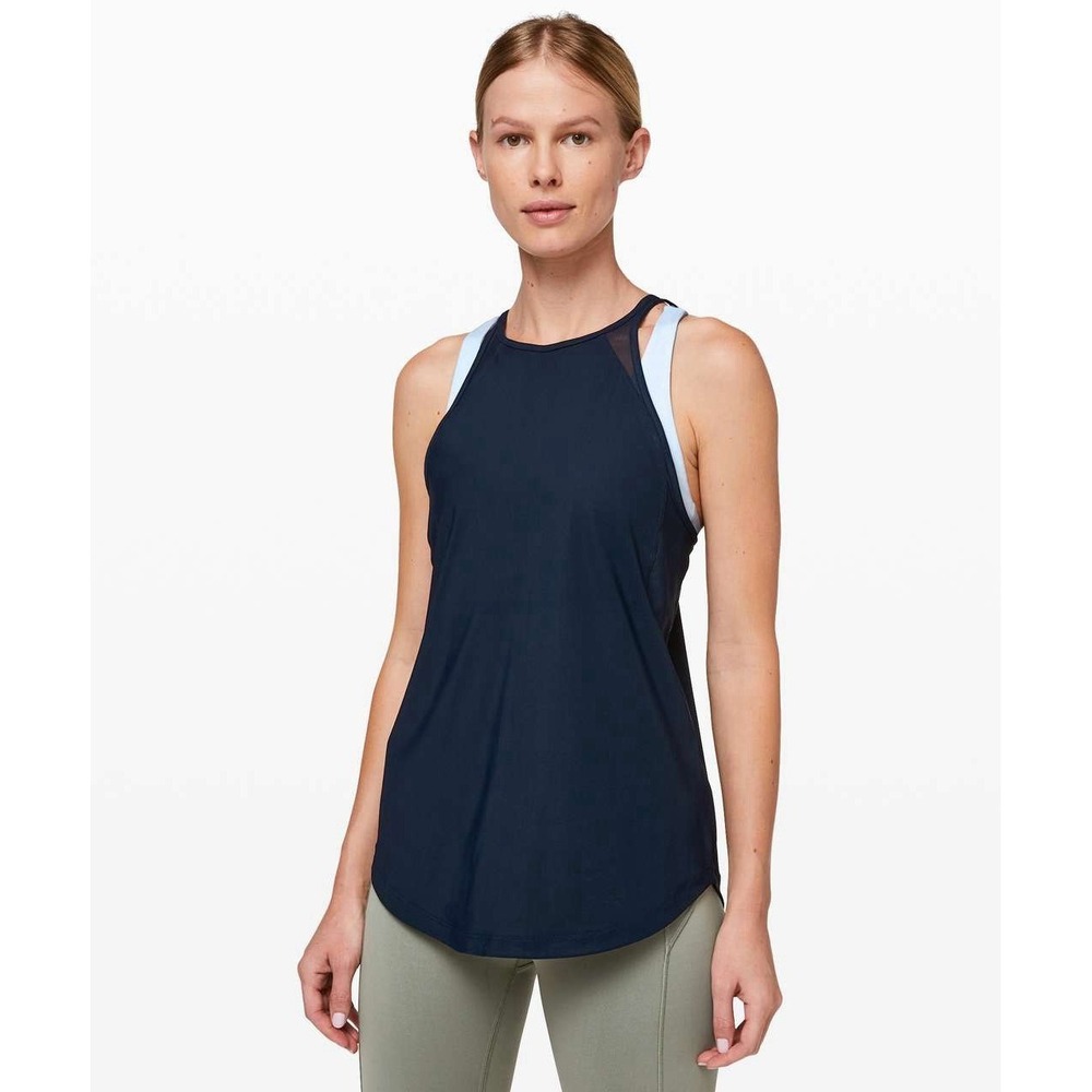 Lululemon Run Off-route Tank Womens 6 Navy Athleisure Fitness Running Outdoors